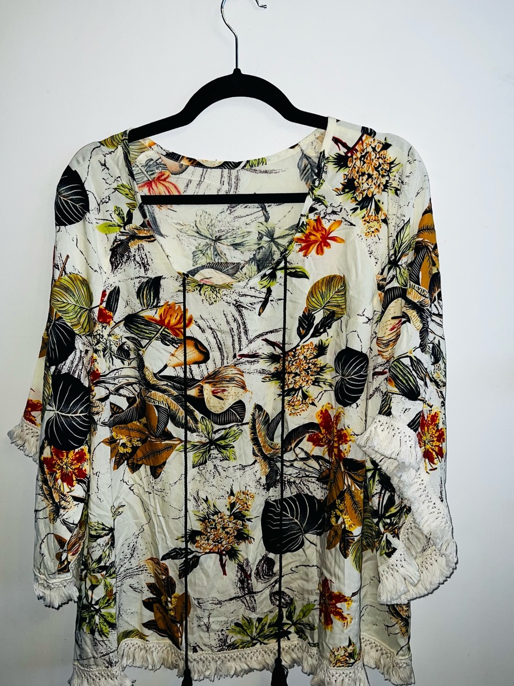 2XL Yellow Printed Women's BoHo Top